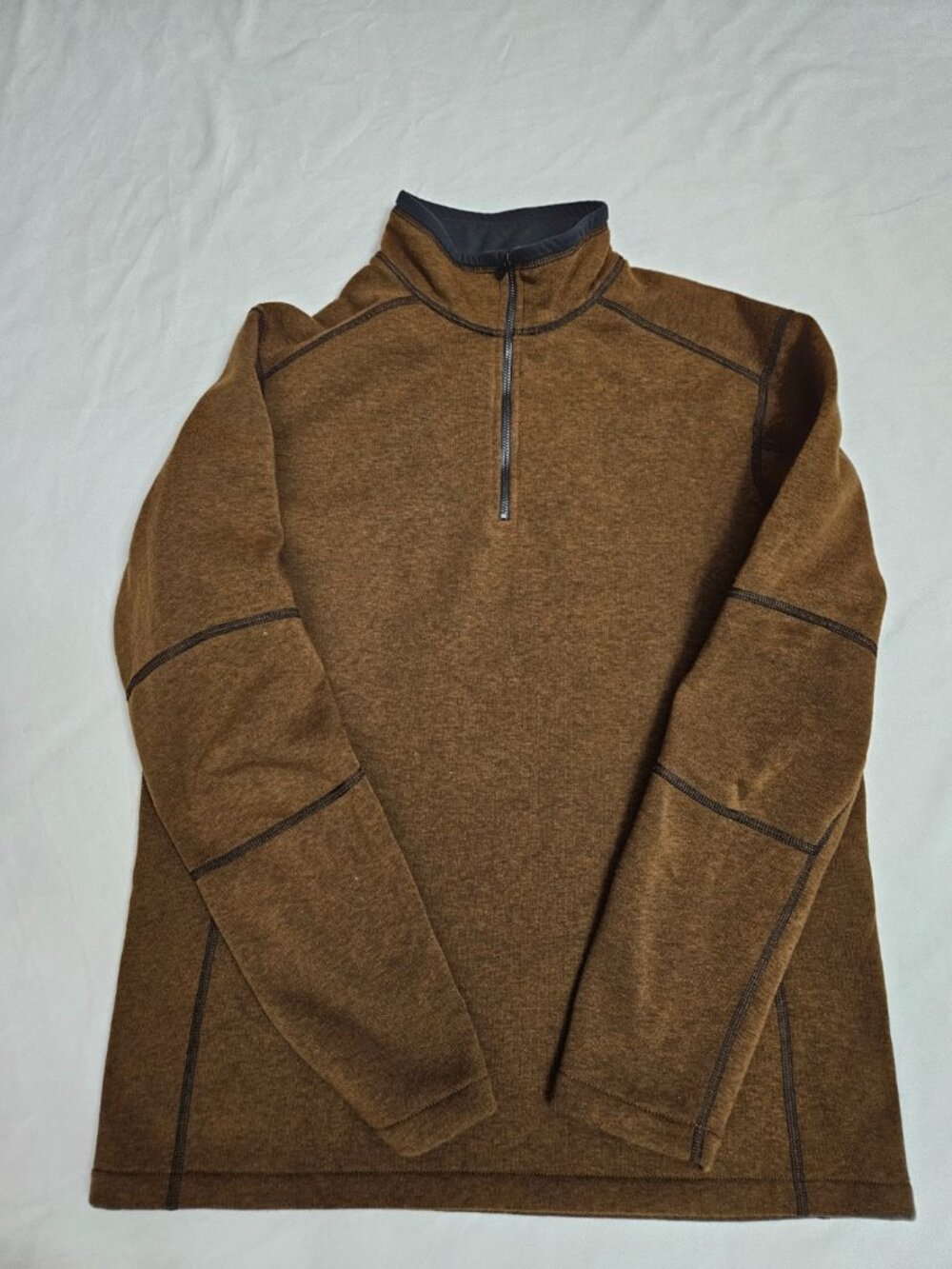 KUHL LG Brown Quarter Zip Fleece Jacket Pullover Gorpcore Hiking Outdoor Mens 🌲